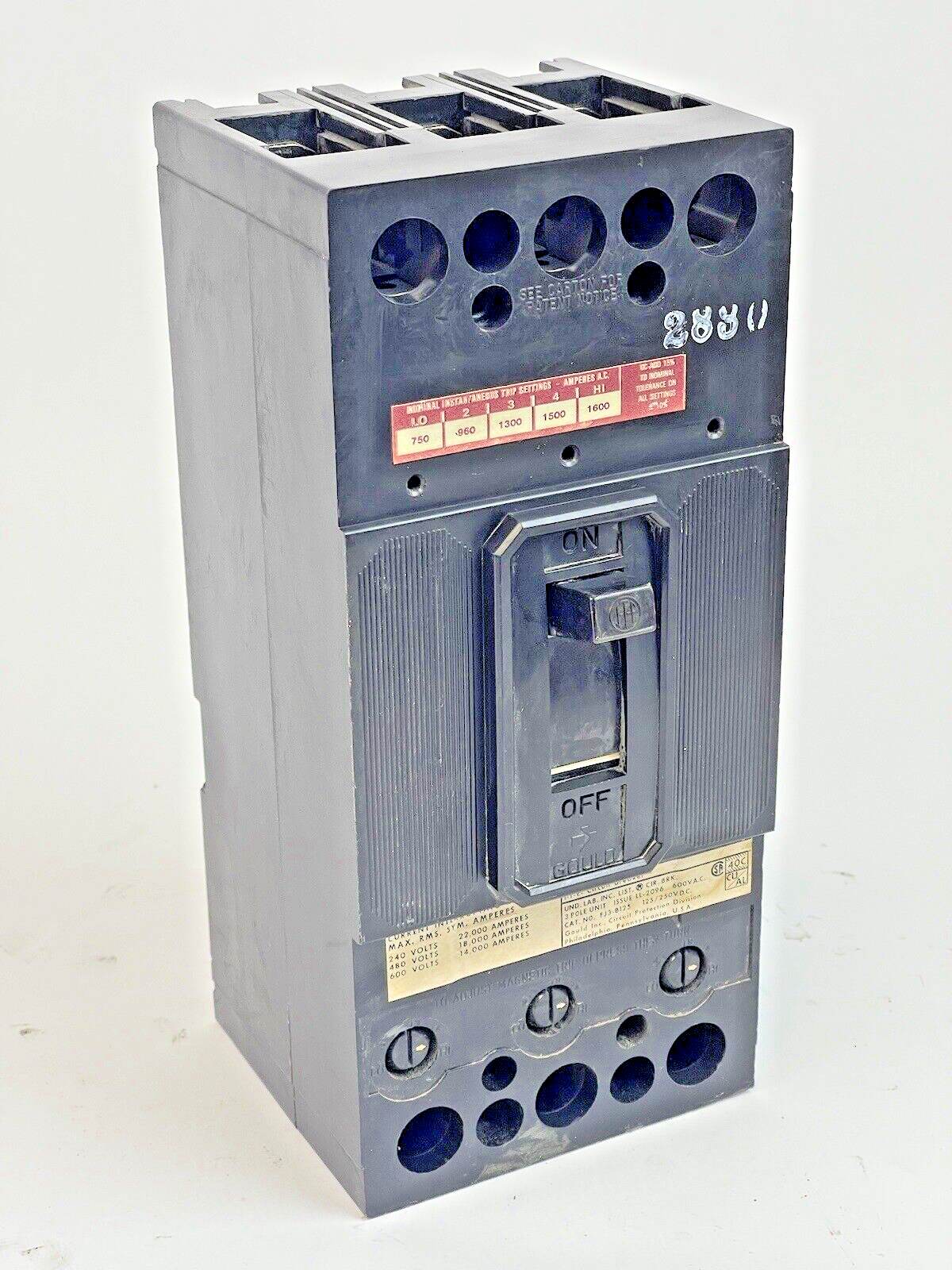 ITE/ GOULD/ SIEMENS - JL3-B125 - CIRCUIT BREAKER - 125 A, 600 VAC, 3 POLE0