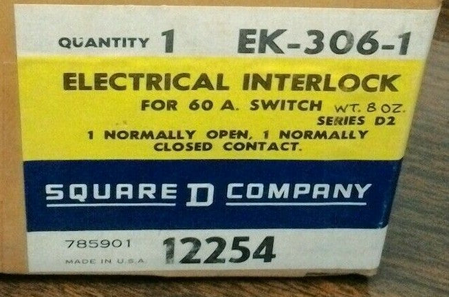 SQUARE D EK-306-1 / ELECTRICAL INTERLOCK FOR 60A SWITCHES / NEW SURPLUS1