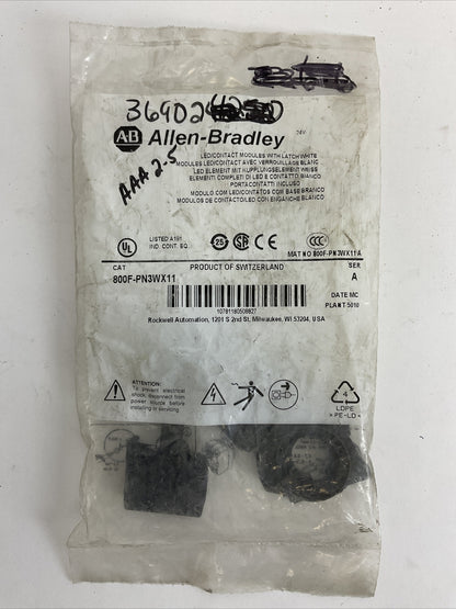 ALLEN BRADLEY 800F-PN3WX11 LED/CONTACT MODULES WITH LATCH WHITE0