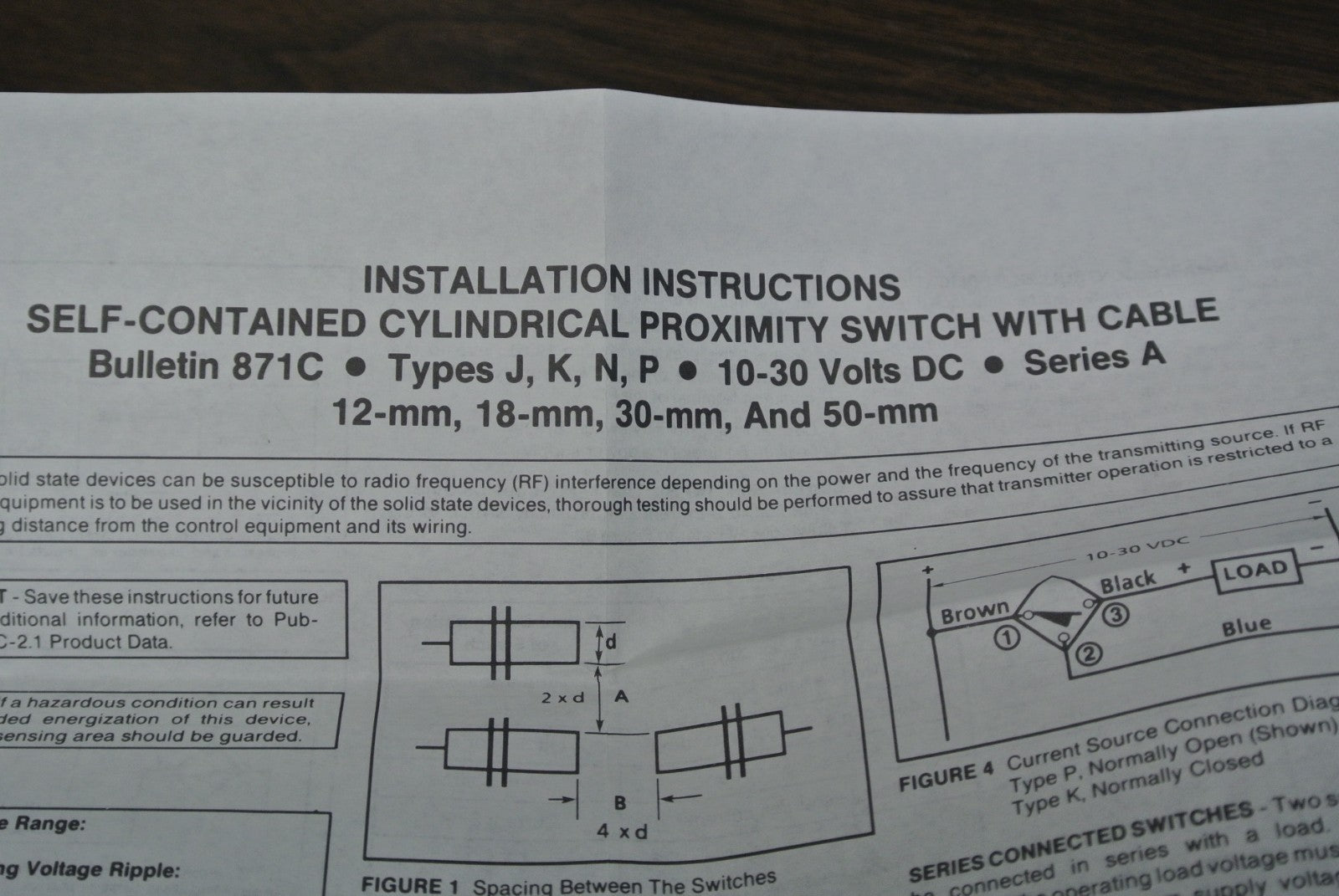 ALLEN-BRADLEY 871C-P4B12 CYLINDRICAL INDUCTIVE PROXIMITY SWITCH / 10-30VDC 12mm6