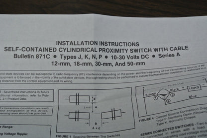 ALLEN-BRADLEY 871C-P4B12 CYLINDRICAL INDUCTIVE PROXIMITY SWITCH / 10-30VDC 12mm6