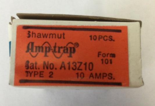 GOULD SHAWMUT AMPTRAP A13Z10 FUSE 10 AMP 130VAC TYPE 2 FORM 101 (BOX OF 10 PCS)0