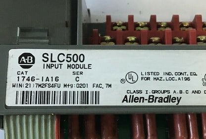 ALLEN BRADLEY SLC500 1746-IA16 INPUT MODULE SER.C 132VAC 50/60HZ***LOTOF2***2