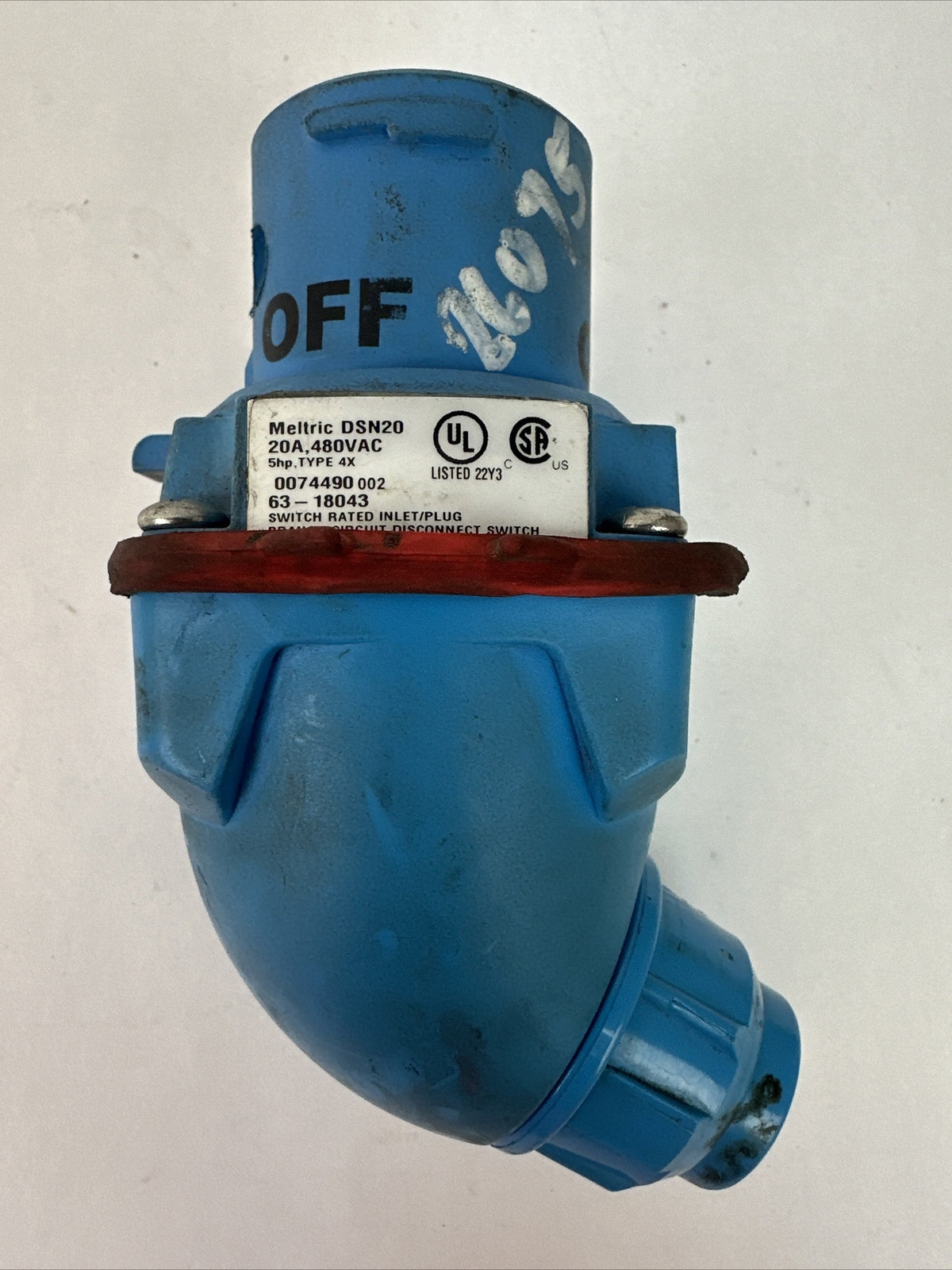 MELTRIC DSN20 20A 480VAC TYPE 4X 63-18043 SWITCH RATED INLET/PLUG BRANCH CIRCUIT0