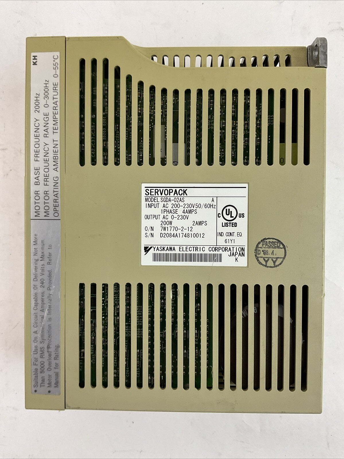 YASKAWA SGDA-02AS SERVOPACK 230VAC SERVO DRIVE2