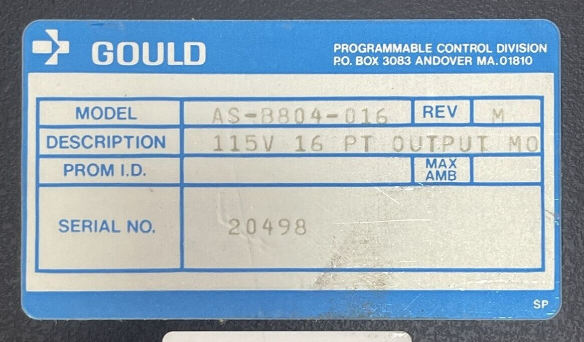 GOULD AS-B804-016 OUTPUT MODULE REV M 115VAC 16PT1