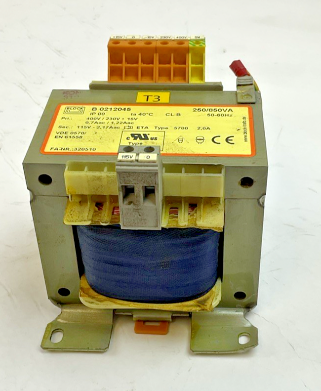 BLOCK B0212045 TRANSFORMER 250/850VA 50-60HZ 400V2