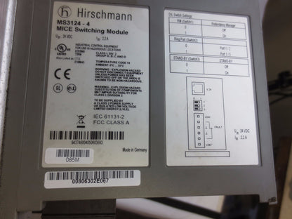 HIRSCHMANN MS3124-4 MICE SWITCHING MODULE + 6-SLOT BASE - MINUS COVER7