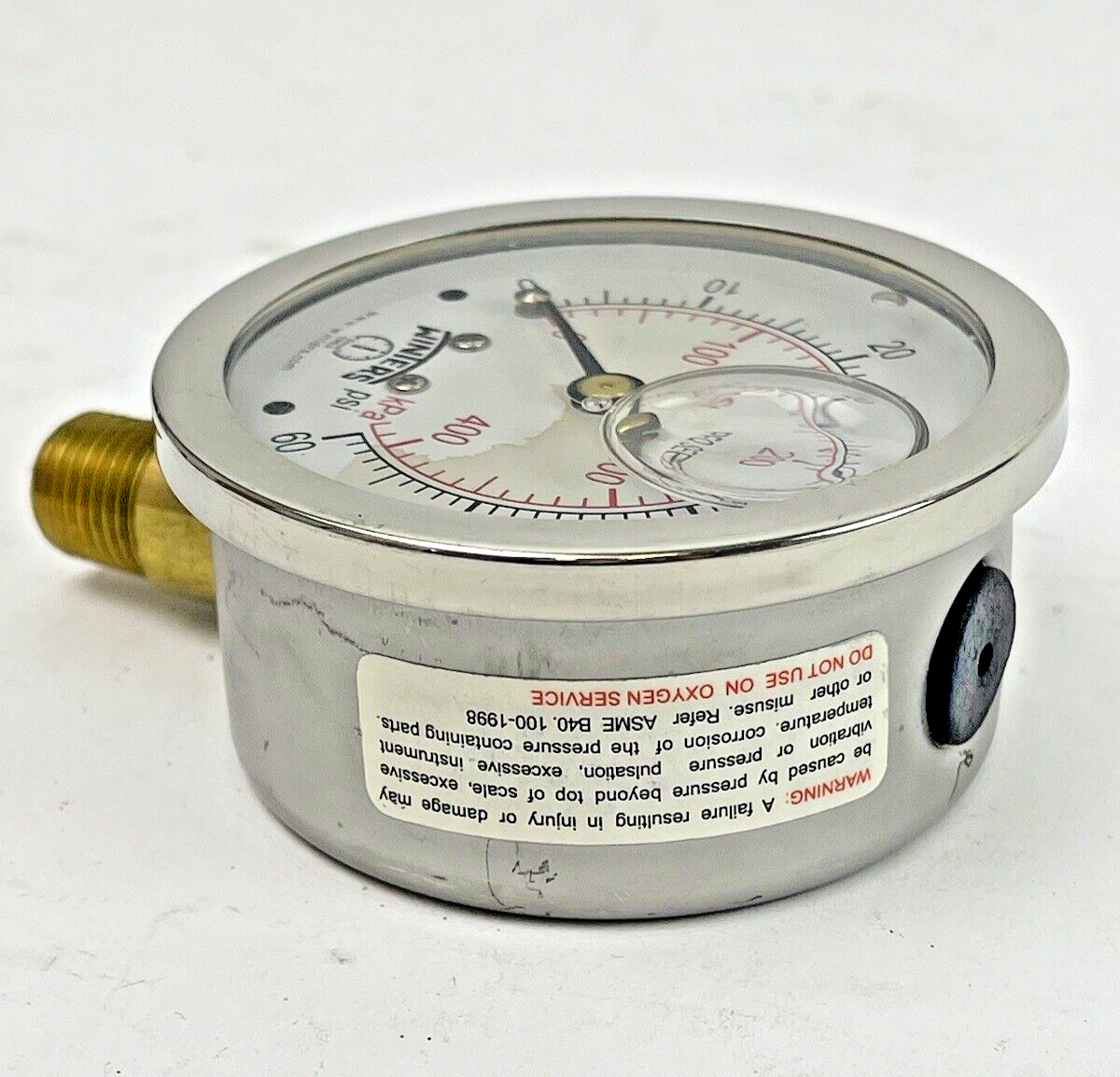 WINTERS - PFQ803- PRESSURE GAUGE - 63MM/ 2.5" DIAMETER, 1/4" NPT BTM, 0-60 PSI5