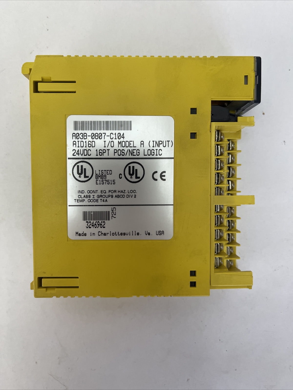 FANUC A03B-0807-C104 AID16D  I/O MODEL A INPUT 24VDC 16PT POS/NEG LOGIC *NO DOOR2