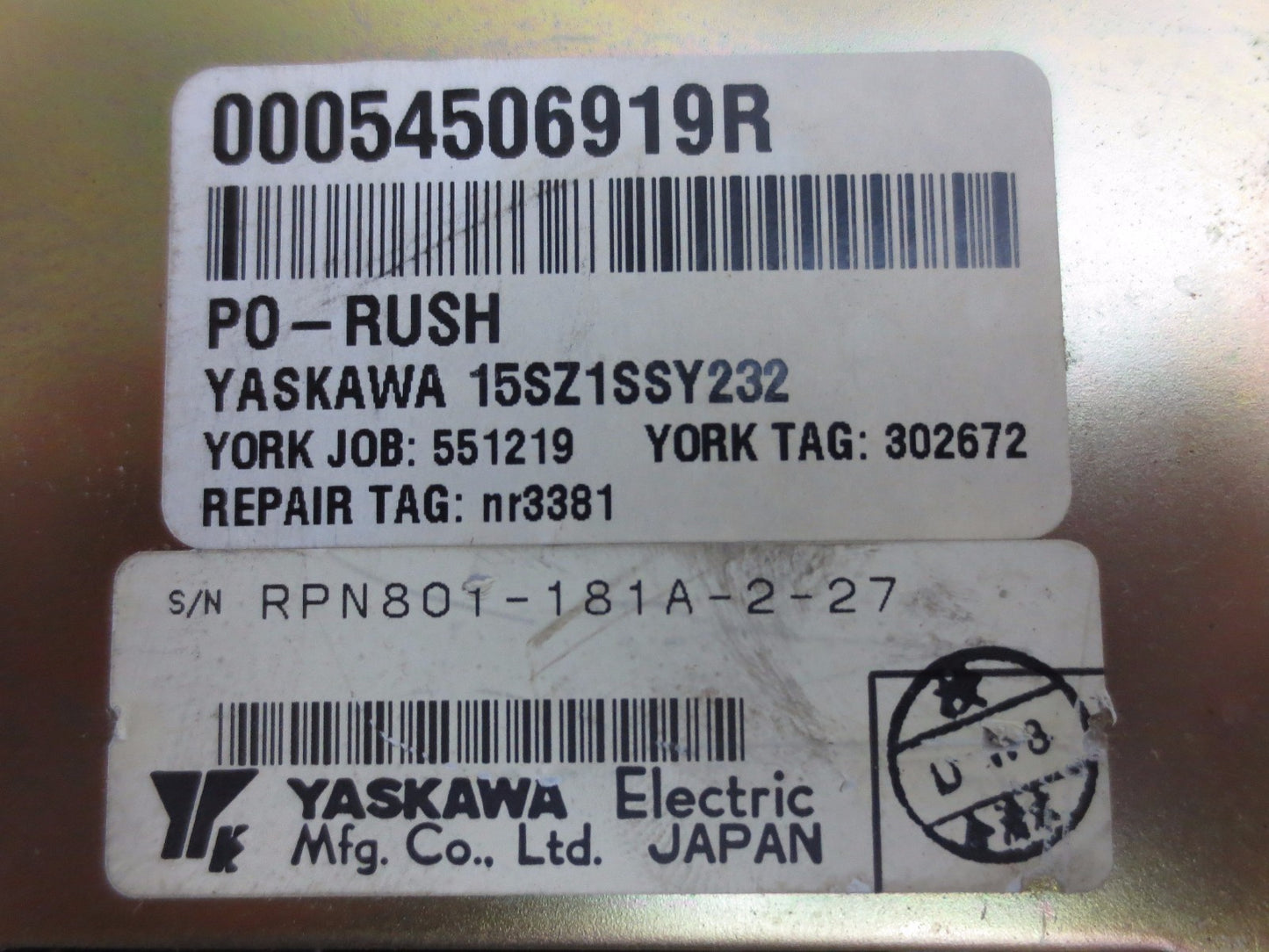 YASKAWA CACR-SR 15SZ1SSY232 SERVOPACK / SERVO CONTROLLER 1