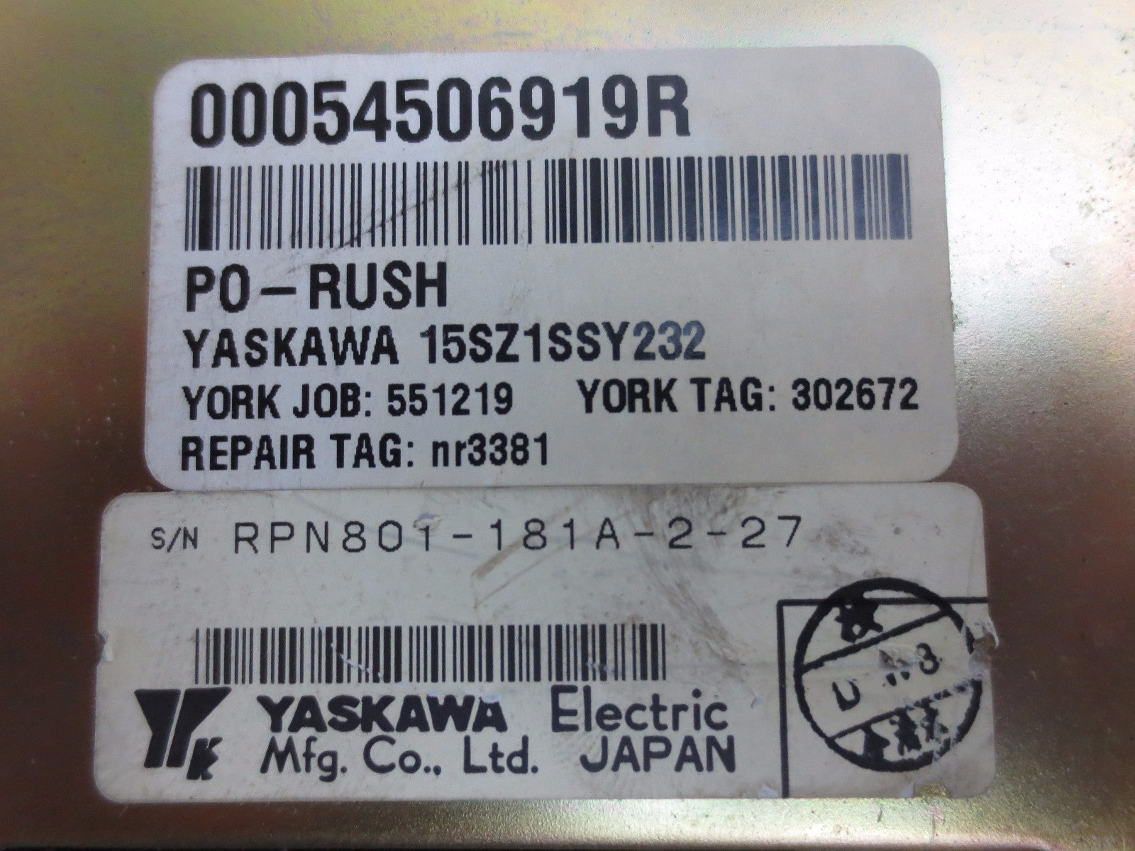 YASKAWA CACR-SR 15SZ1SSY232 SERVOPACK / SERVO CONTROLLER 1