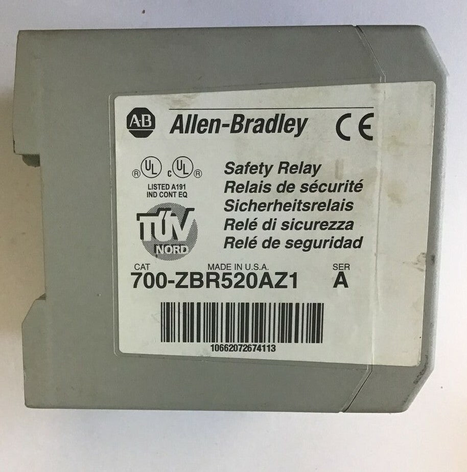 ALLEN BRADLEY 700-ZBR520AZ1 SAFETY RELAY SER.A 120VAC 24VDC 50-60HZ 4