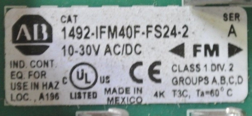 ALLEN-BRADLEY 1492-IFM40F-FS24-2 DIGITAL INTERFACE MODULE, FUSED, 40-Pt 24VAC/DC1