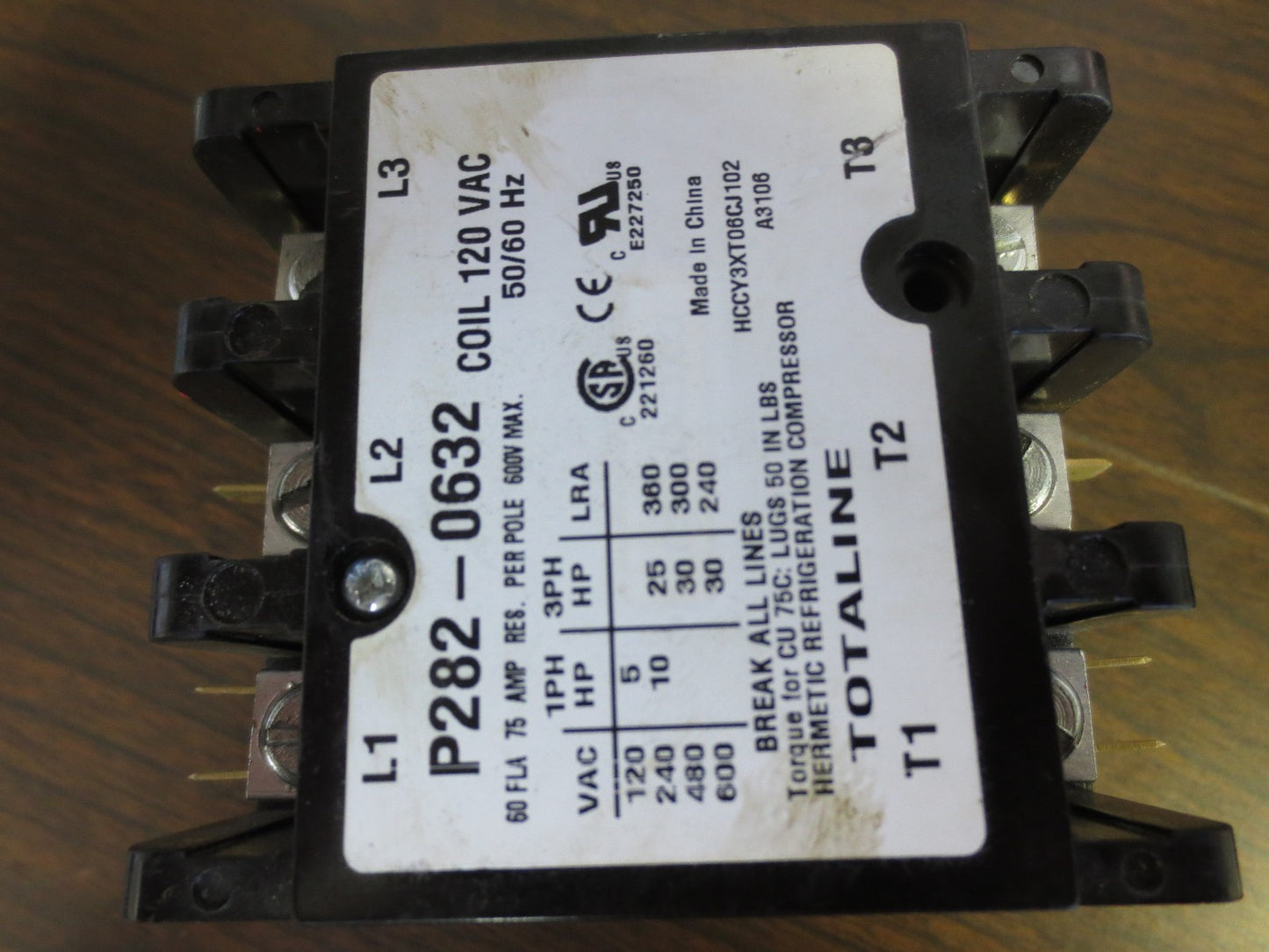 TOTALINE P282-0632 CONTACTOR 120V COIL 75A 600V w/ V7-2B17E9 SWITCH (1)6