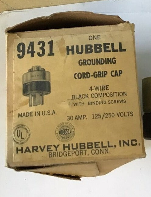 HUBBELL 9431 GROUNDING CORD GRIP CAP PLUG 30AMP 125/250V 1