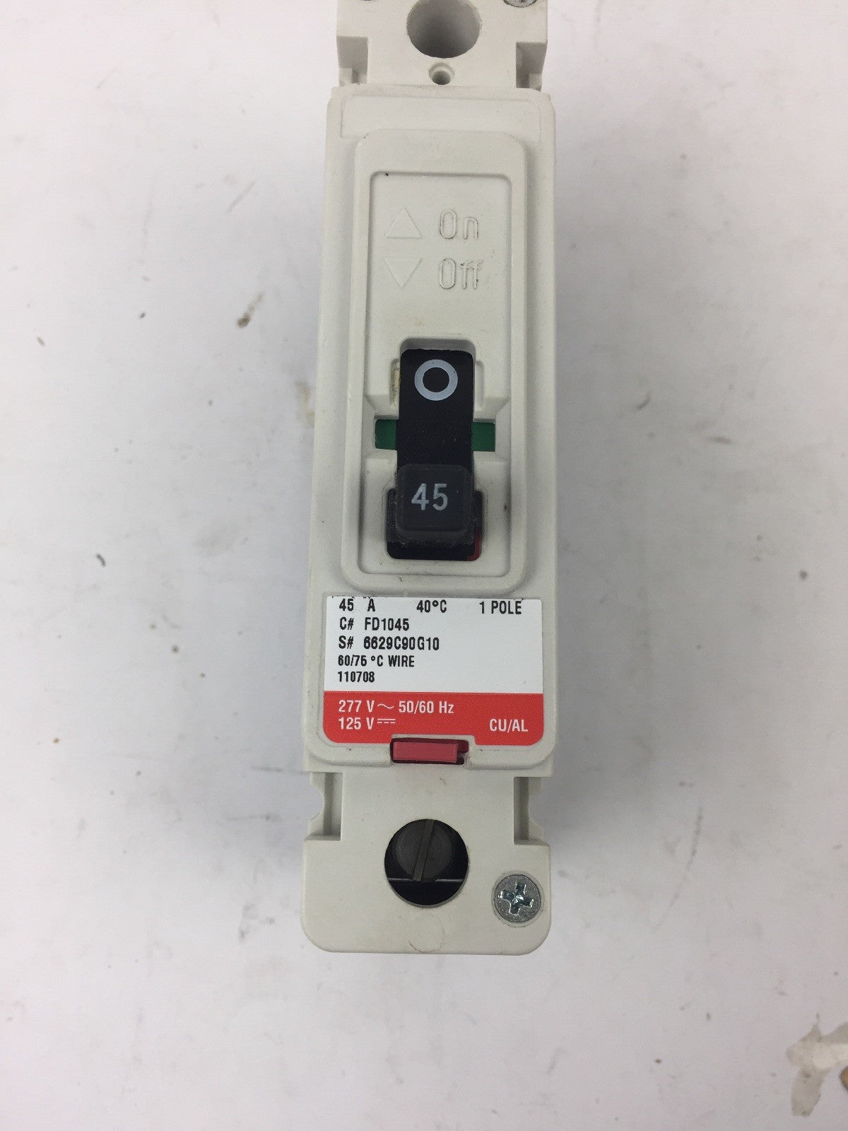 EATON FD1045 SERIES C INDUSTRIAL CIRCUIT BREAKER 45 AMP 277VAC 1 POLE4