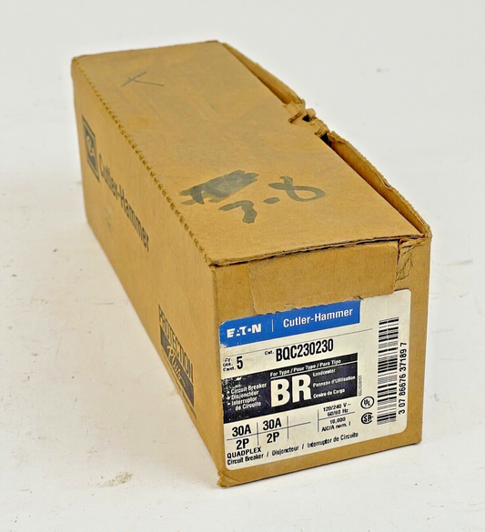 EATON CUTLER-HAMMER *BOX OF 5* - BQC230230 -2 POLE, 30A, 240 VAC CIRCUIT BREAKER0