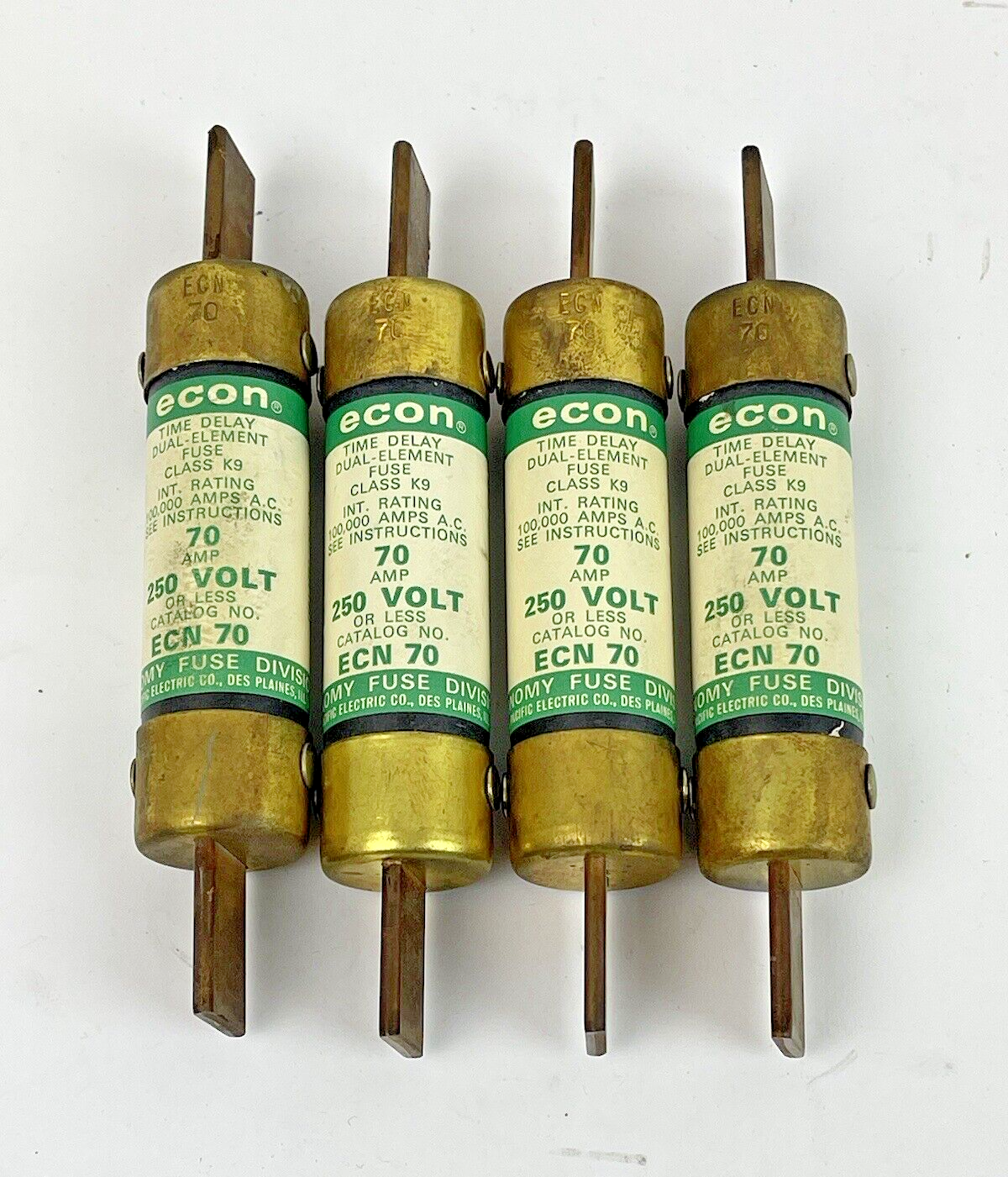 FEDERAL PACIFIC ELECTRIC COMPANY *LOT OF 4* - ECN 70 - ECON TIME DELAY D-E FUSE0