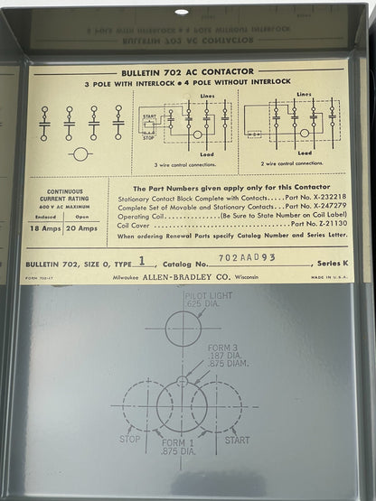 ALLEN BRADLEY 702AAD93 - SERIES K - AC LIGHTING CONTACTOR2