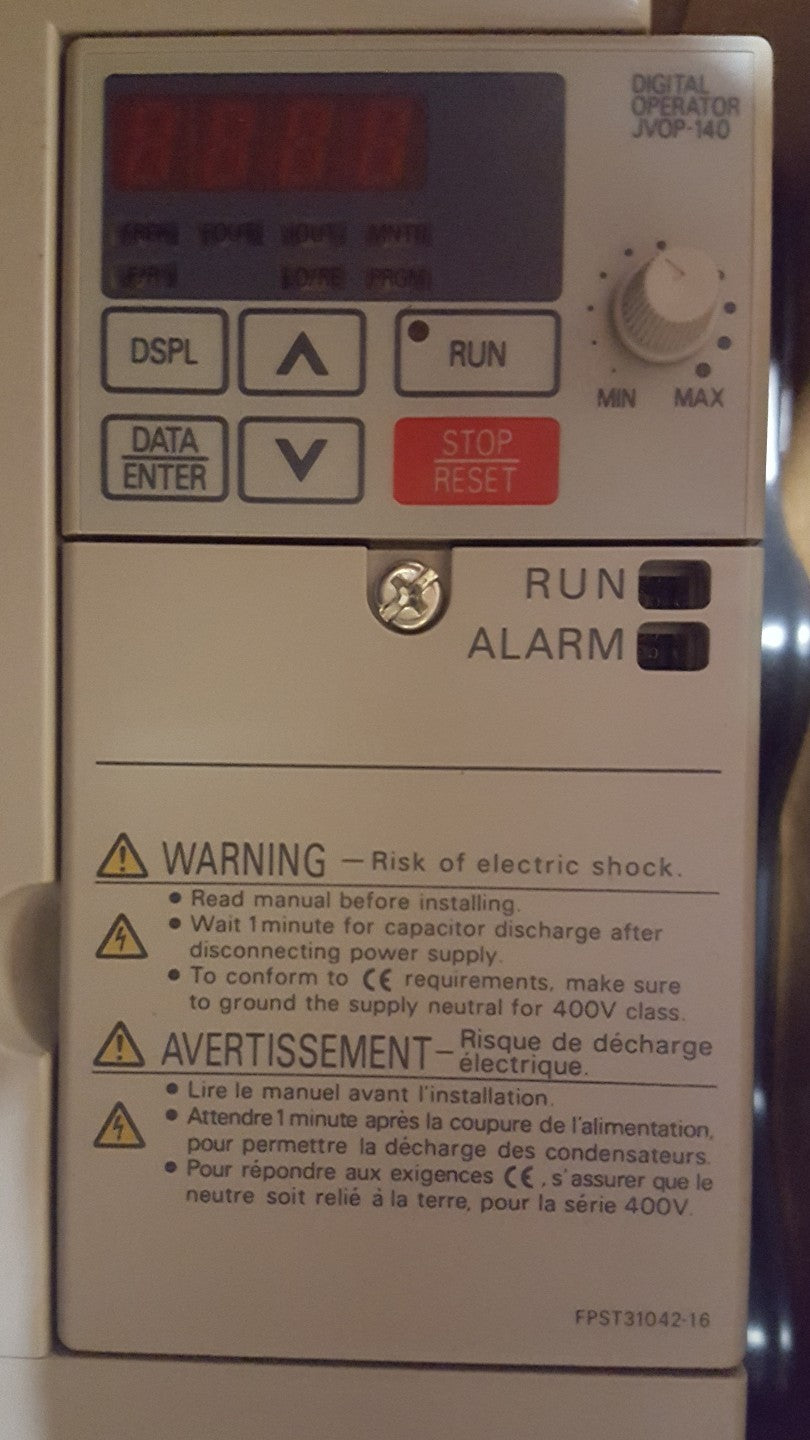 YASKAWA ELECTRIC CIMR-V7RU45P50 OUTPUT 0-460VAC 14.8A INPUT 380-460VAC 19.6A 3PH4