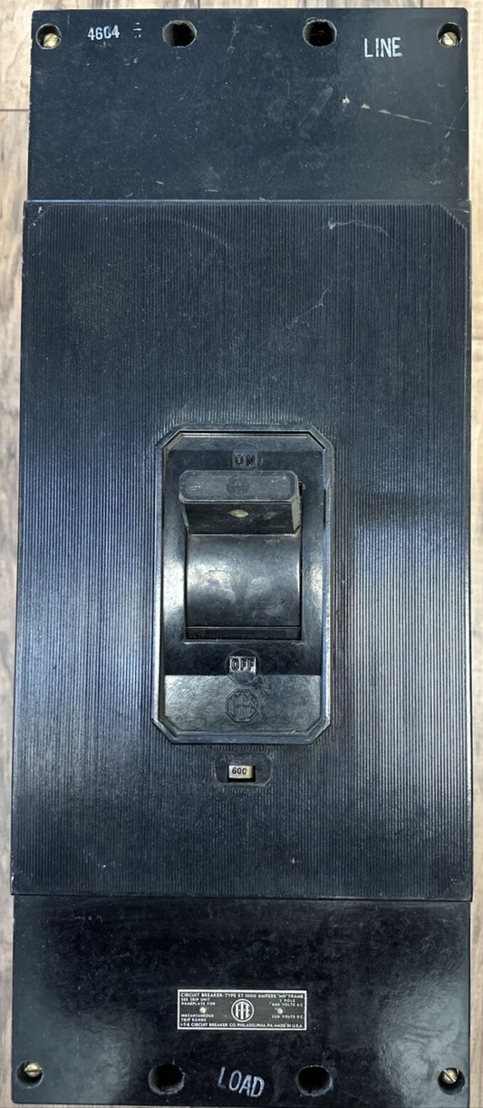 ITE ET9395 1000AMP CIRCUIT BREAKER FRAME 3P 600VAC 250VDC WITH 600AMP TRIP UNIT0