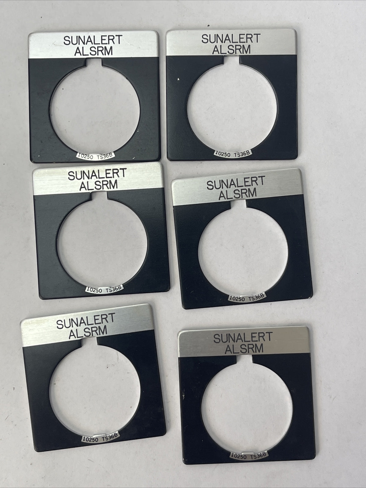 CUTLER HAMMER EATON 10250TS36B SUNALERT ALSRM LEGEND PLATE (LOT OF 6)0