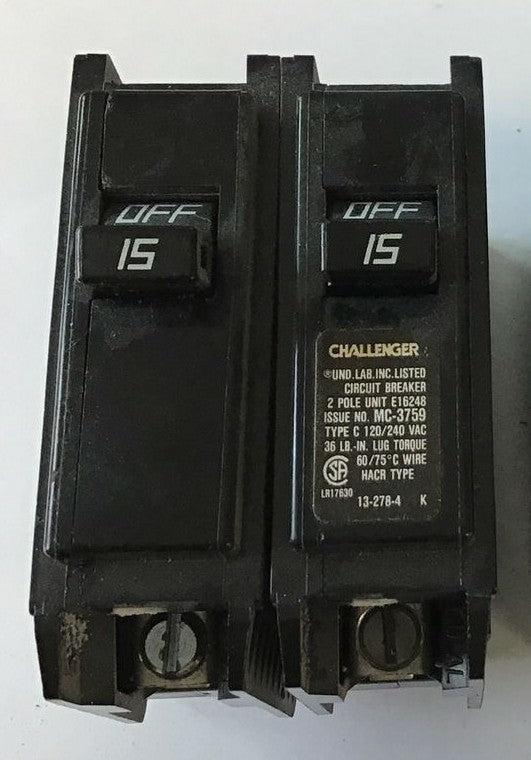 CHALLENGER C215 CIRCUIT BREAKER 15A 120/240VAC 2POLE 1