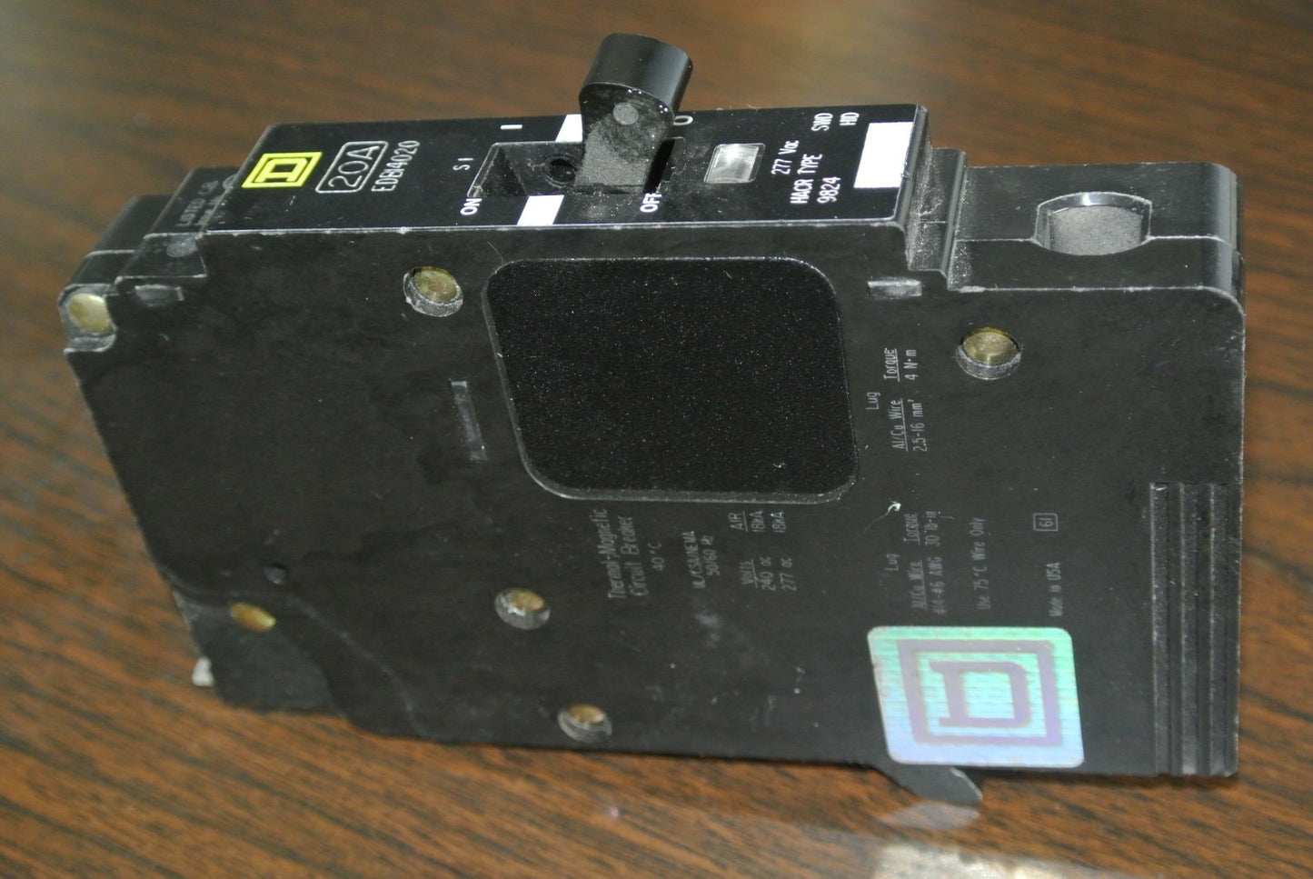 SQUARE D EDB14020 CIRCUIT BREAKER - 20A, 1-POLE, 277VAC2