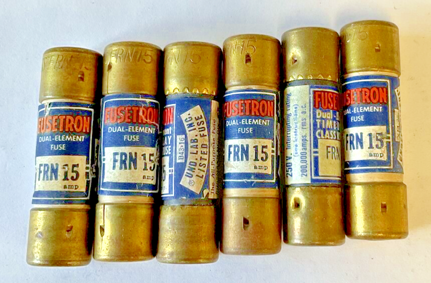 BUSSMANN FRN 15 FUSE FUSETRON 250VAC 15A ***LOT OF 6***0