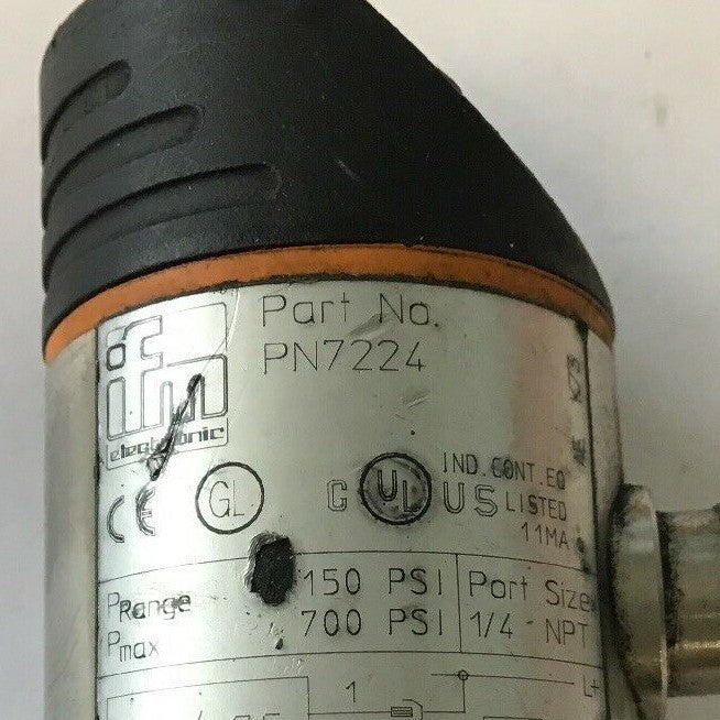 IFM Electronics Effector, PN7224 Sensor 0-150 PSI Range @ 700 PSI Max. 1/4" NPT1