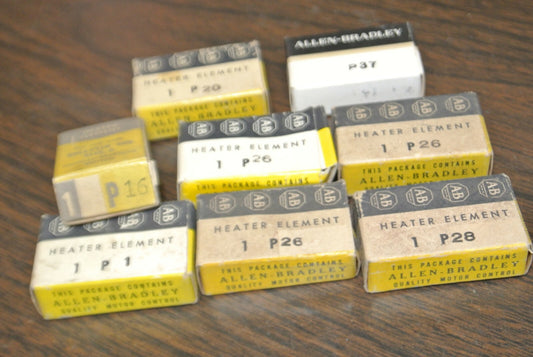 LOT of 8 / ALLEN-BRADLEY THERMAL OVERLOAD HEATER ELEMENTS P1, P16, P20, P26, P370