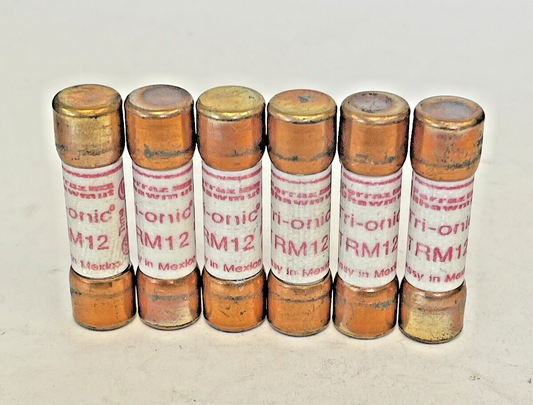FERRAZ SHAWMUT *LOT OF 6* - TRM12 - 12 AMP, 250 VAC, TIME-DELAY, TRI-ONIC FUSES0