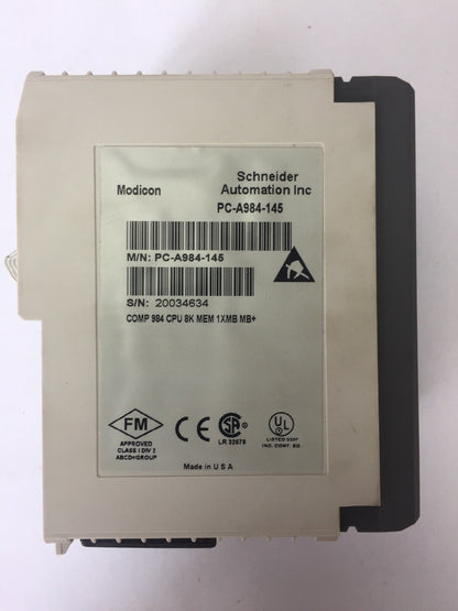 MODICON PC-A984-145 COMP 984 CPU 8K MEM 1XMB MB+ MBPLUS MODBUS 24VDC MODULE REV1