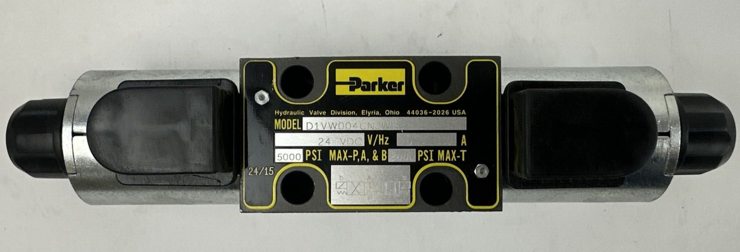 PARKER D1VW004CNJWF SOLENOID VALVE 24VDC 1.0A 5000PSI MAX-P,A,&B 3000PSI MAX-T0