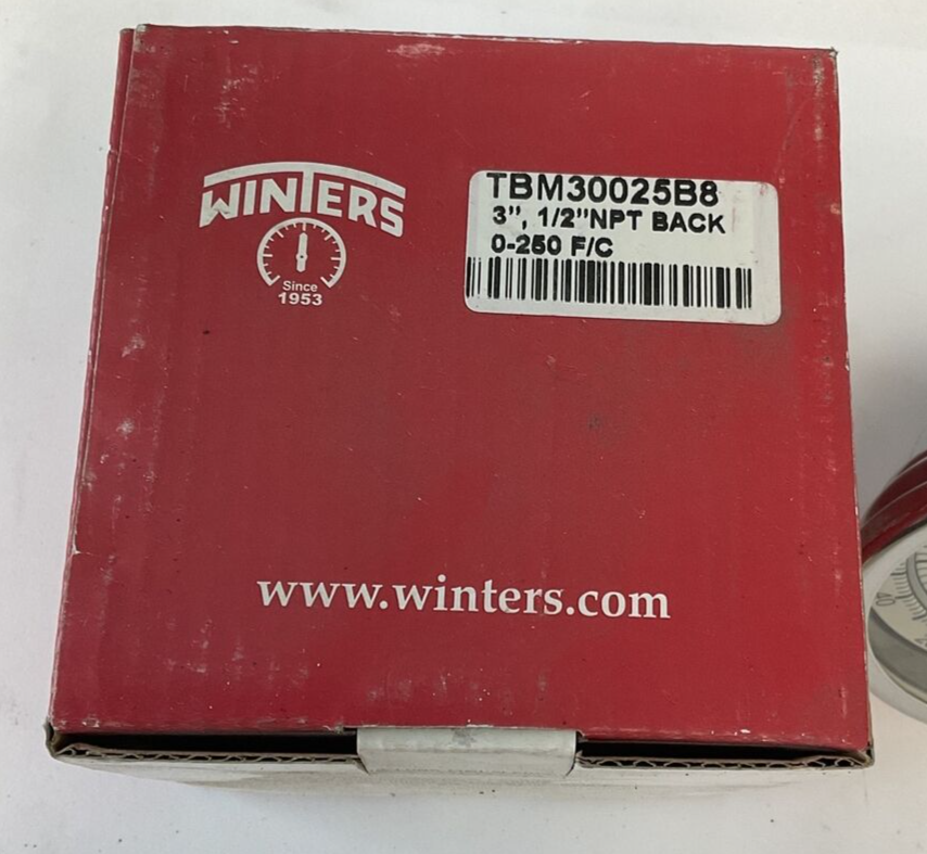 WINTERS TBM30025B8 THERMOMETER 3", 1/2" NPT 0-250F/C1