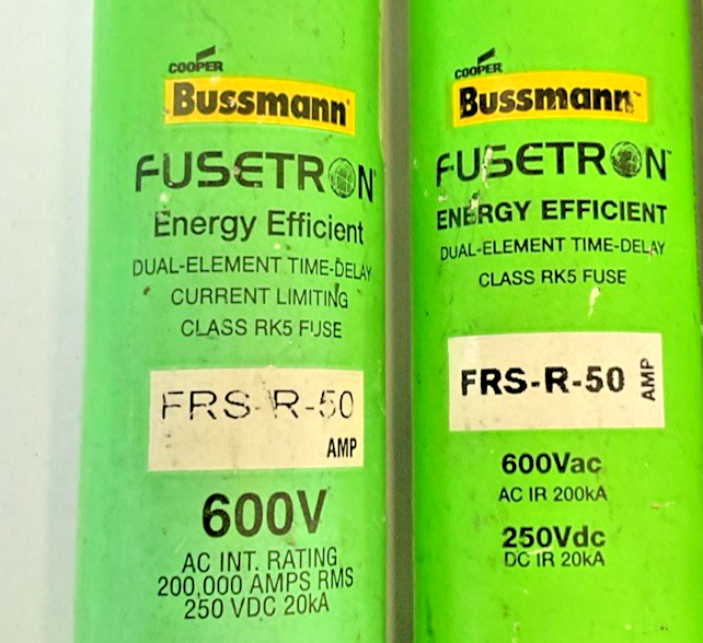 BUSSMANN FRS-R-50 FUSETRON FUSE CLASS RK5 600VAC 250VDC ***LOTOF6***5