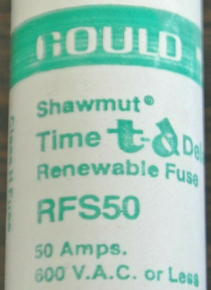 GOULD-SHAWMUT RFS50 RENEWABLE FUSE / 50A / 600V / NEW SURPLUS1