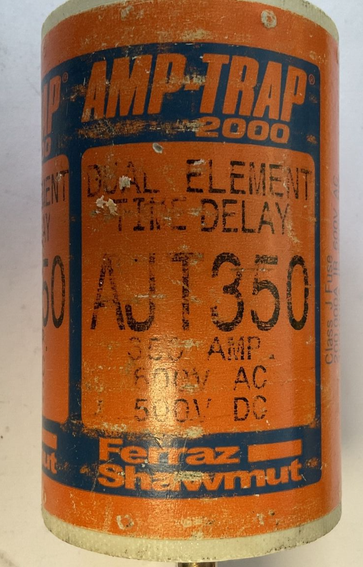 FERRAZ SHAWMUT AJT350 AMP TRAP 2000 600VAC 500VDC 350A CLASS J1