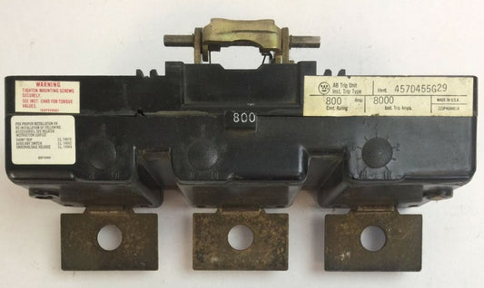 WESTINGHOUSE 457D455G29 AB DE-ION TRIP UNIT 800AMP INST TRIP 8000A0