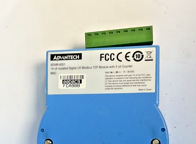 ADVANTECH ADAM-6051 14-CH ISOLATED DIGITAL I/O TCP MODULE W 2-CH COUNTER3