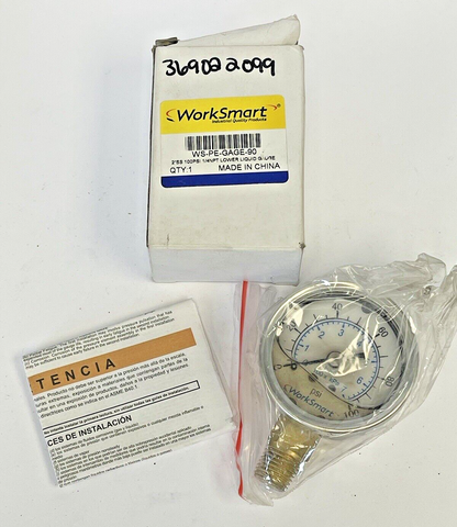 WORKSMART - WS-PE-GAGE-90 - LIQUID GAUGE - 2" DIAMETER, 1/4" NPT, 0-100 PSI2
