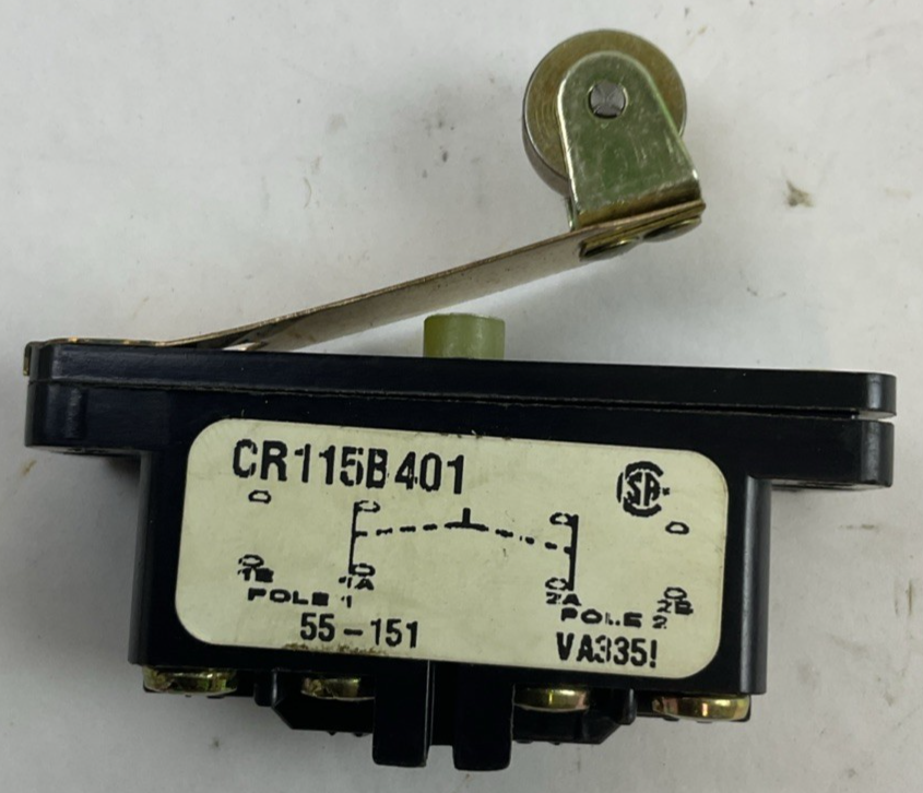 GE CR115B401 LIMIT SWITCH SNAP ACTING W/ROLLER LEVER 600V 2N.O.-2N.C.1