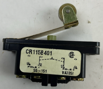 GE CR115B401 LIMIT SWITCH SNAP ACTING W/ROLLER LEVER 600V 2N.O.-2N.C.1