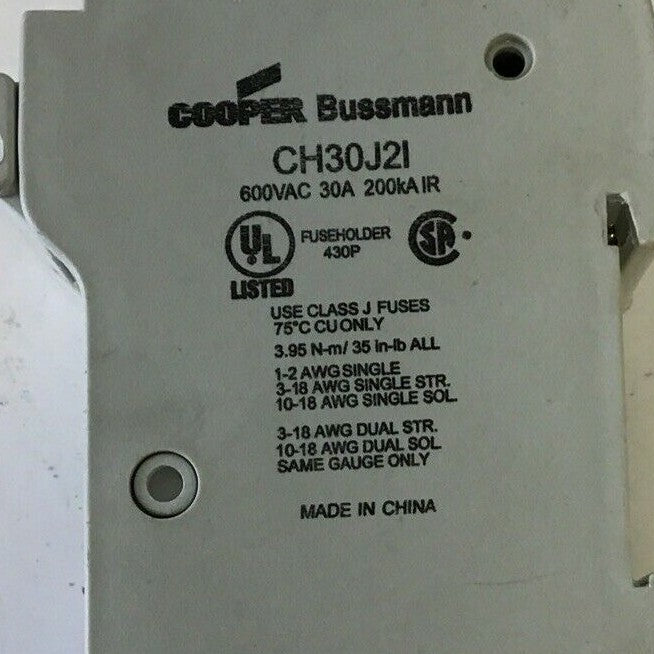 COOPER BUSSMANN CH30J2I FUSE HOLDER 600VAC 30A 2