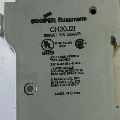 COOPER BUSSMANN CH30J2I FUSE HOLDER 600VAC 30A 2