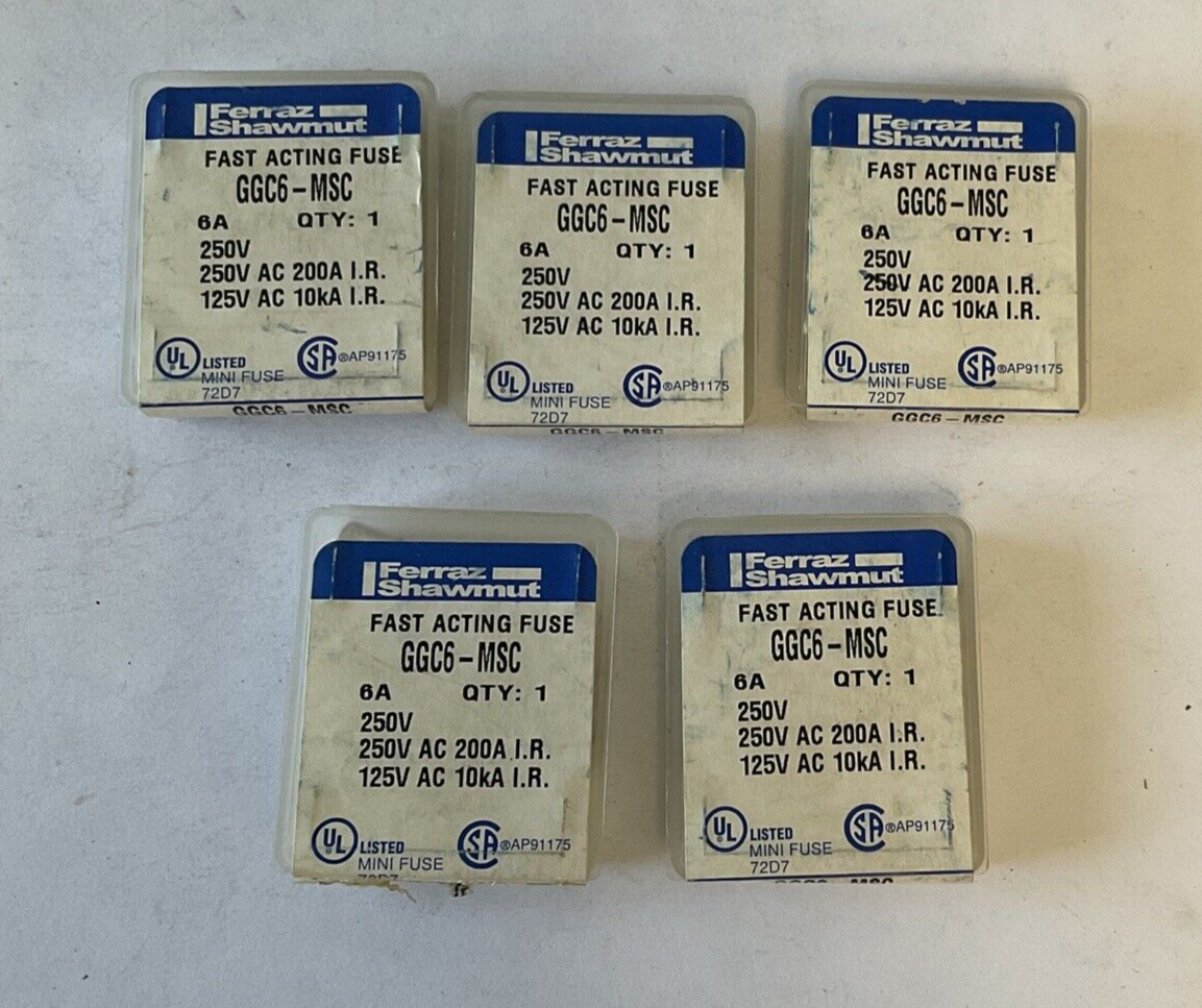 FERRAZ SHAWMUT GGC6-MSC FUSE 250VAC 6A ***LOTOF23***0