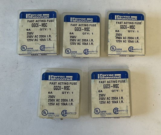 FERRAZ SHAWMUT GGC6-MSC FUSE 250VAC 6A ***LOTOF23***0