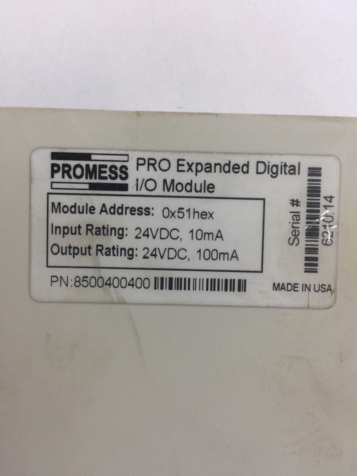 PROMESS 8500400400 PRO EXPANDED DIGITAL I/O MODULE 24VDC1
