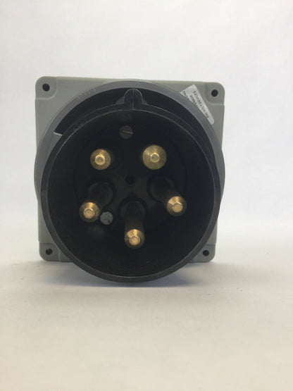 HUBBELL 4100B5W PIN & SLEEVE WATERTIGHT INLET 100A 600VAC 3 POLE 4 WIRE GROUNDIN1
